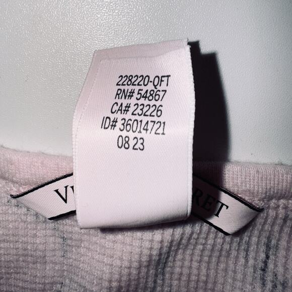 Victorias Secret 2XL Baby Pink Thermal Pajama Set Top Pants Waffle Cursive Print - Picture 5 of 9